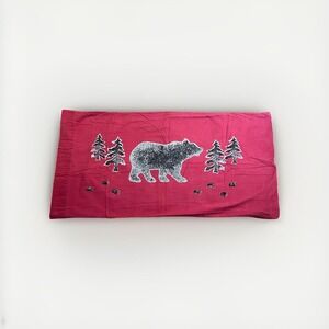 VTG Woolrich Pillowcase Bear Paw Rustic Cabin Cotton Red Single